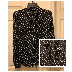 Dark Navy Blue and White Blouse